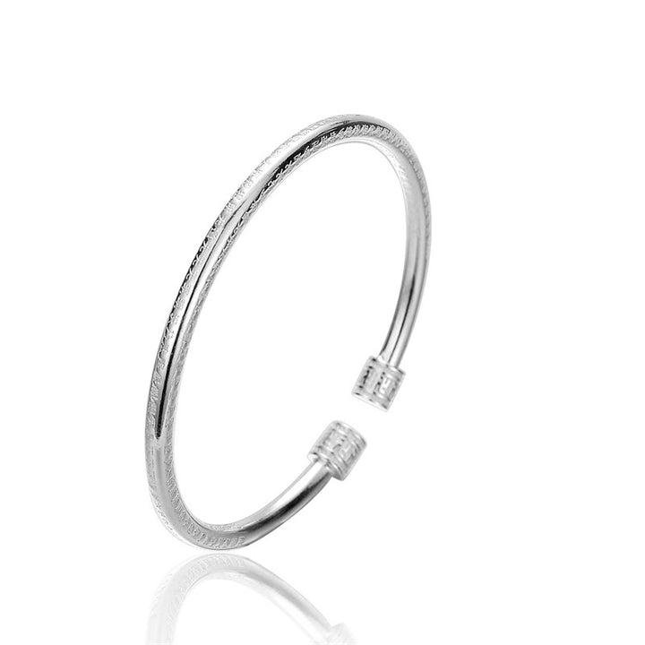 Braccialetto in rame bianco con motivo a svastica inciso a forma di sutra del cuore - image 6