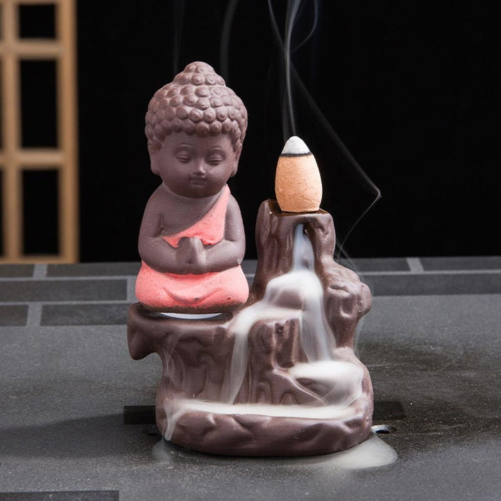 Buddha Stones Backflow Fumo Fontana Ceramica Benedizione Bruciatore Incenso Decorazione