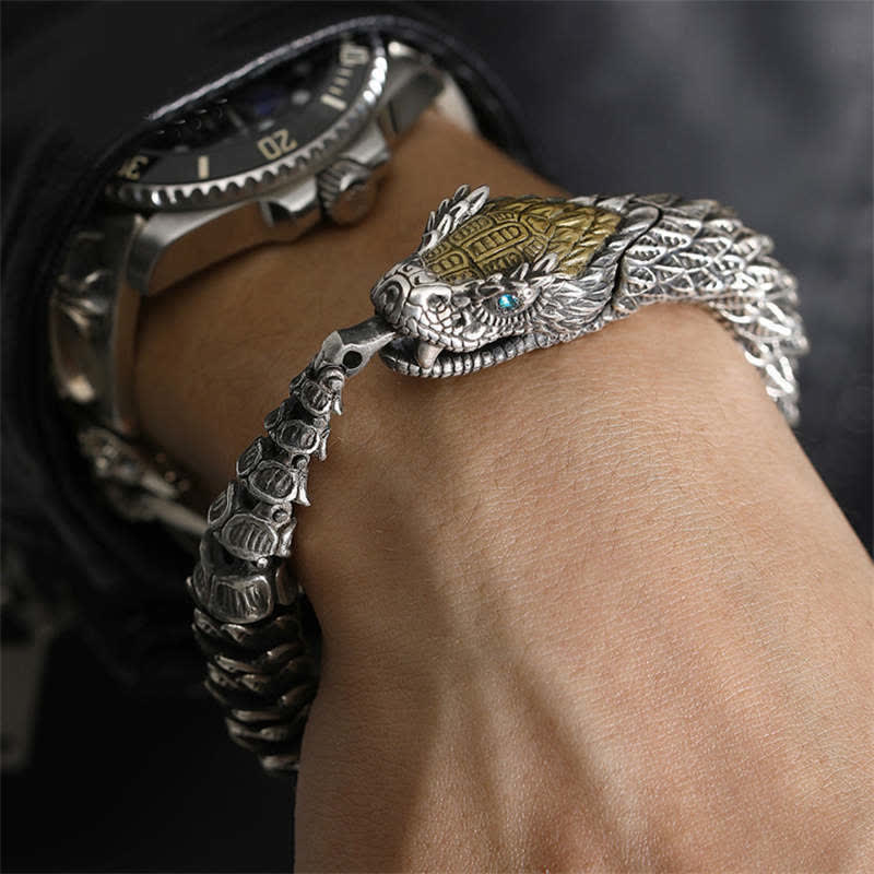 Braccialetto a catena di protezione con amuleto fatto a mano con drago e serpente , Buddha Stones