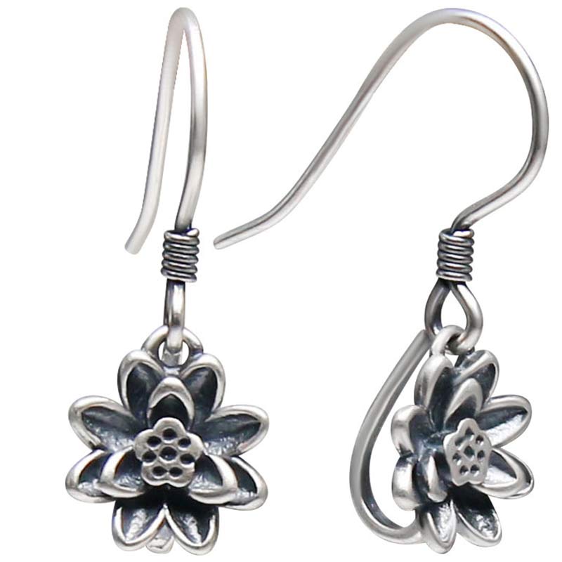 Orecchini Buddha Stones 925 Sterling Silver Lotus Flower Enlightenment - image 5
