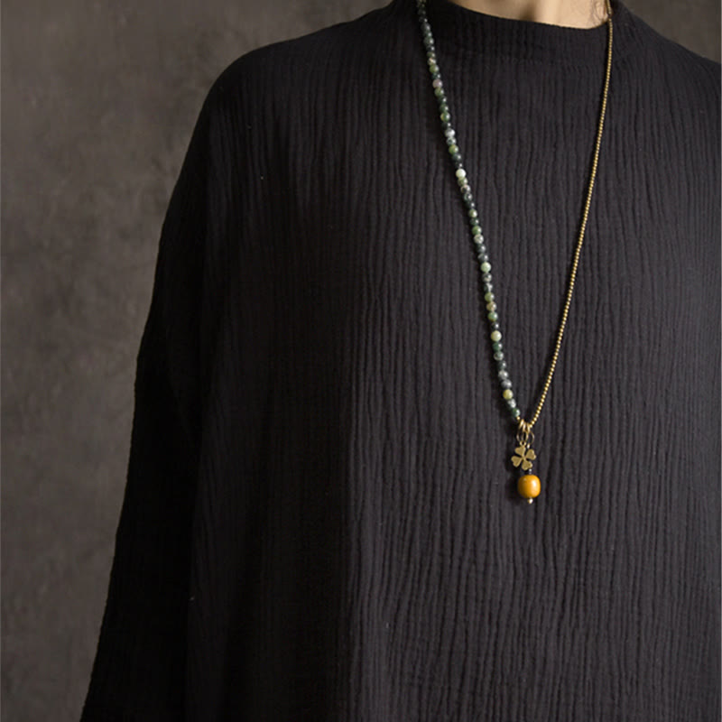 Bracciale multistrato in rame e agata muschiata Buddha Stones Lucky