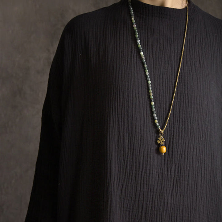 Bracciale multistrato in rame e agata muschiata Buddha Stones Lucky