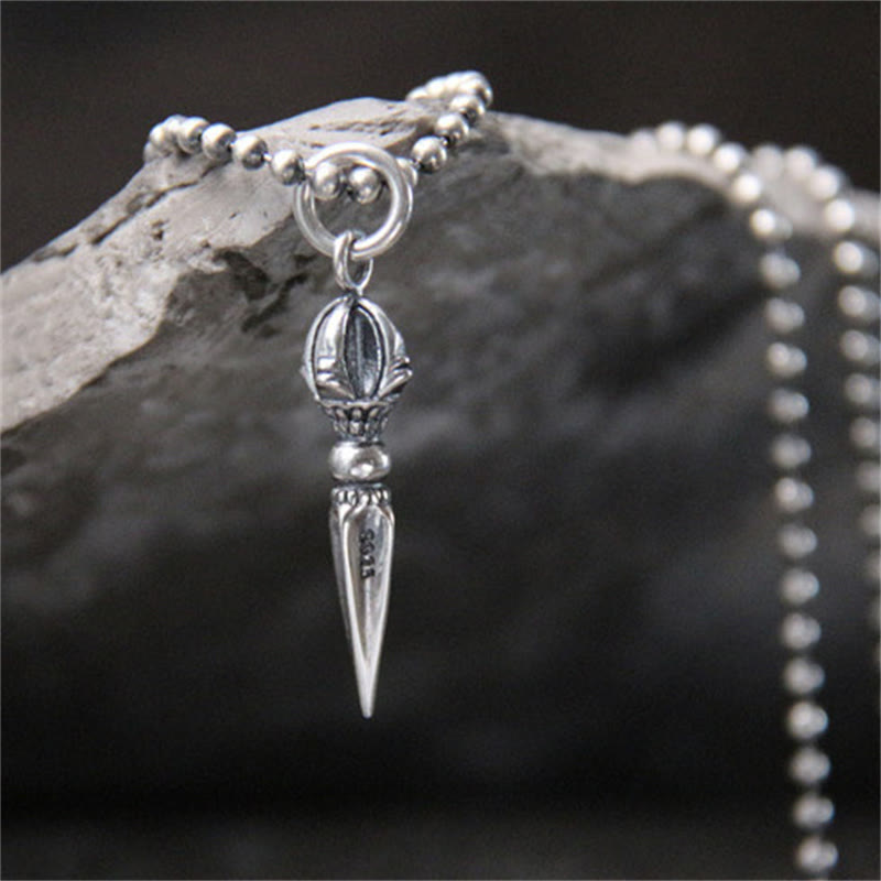 Buddha Stones 925 Sterling Silver Dorje Vajra Spiritual Power Forza Collana Pendente