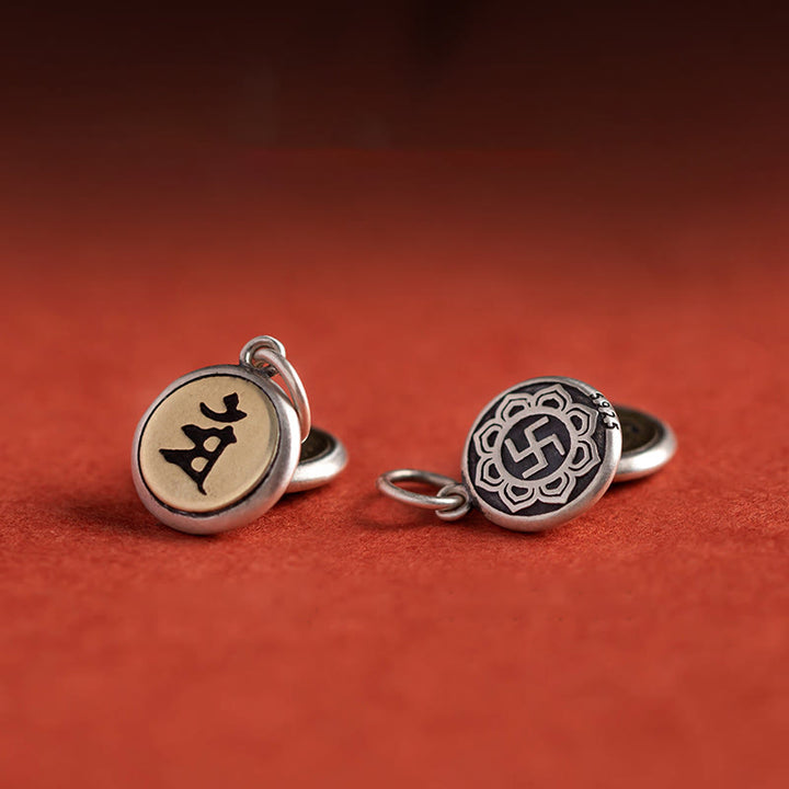 Buddha Stones con corda intrecciata in argento sterling 925 con ciondolo a forma di campana della fortuna, simbolo dello zodiaco cinese, Buddha natale Om Mani Padme Hum