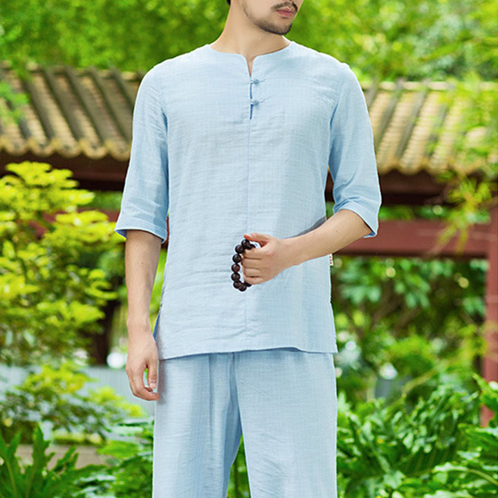 Buddha Stones Meditazione Preghiera Spirituale Zen Pratica Uniforme Abbigliamento Uomo Set