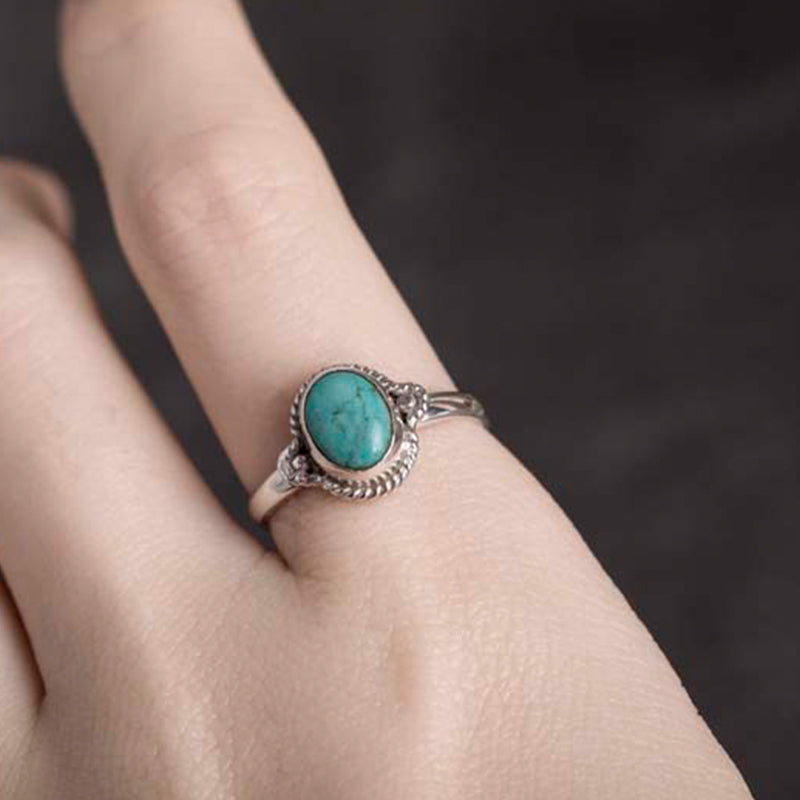 Anello Buddha Stones in argento sterling 925 con turchese e saggezza