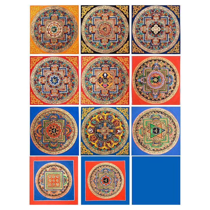 Dipinto Thangka tibetano fatto a mano, benedizione Thangka, scatola cieca, motivo a colori casuali