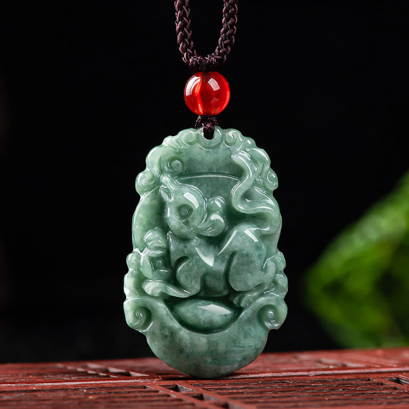 Collana con ciondolo Buddha Stones Natural Jade 12 Zodiaco Cinese Prosperità - image 7