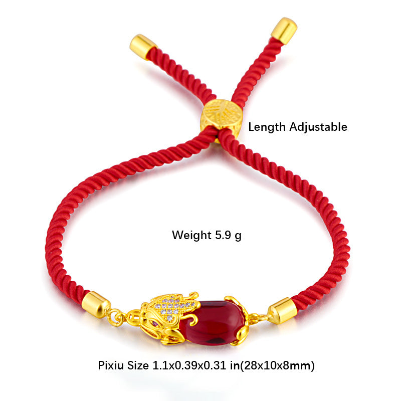 Braccialetto di corda rossa Pixiu in agata rossa Buddha Stones Wealth Attractor