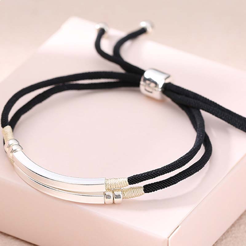 Braccialetto intrecciato a strati in corda rossa in argento sterling 925 Buddha Stones