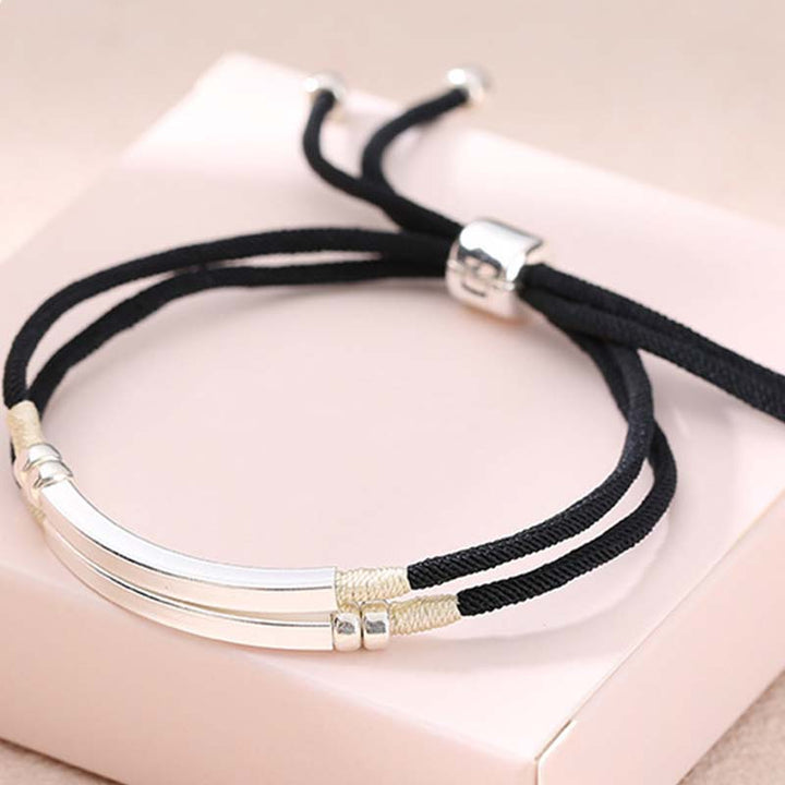 Braccialetto intrecciato a strati in corda rossa in argento sterling 925 Buddha Stones