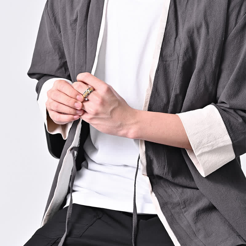 Anello girevole di stimolazione in acciaio al titanio con Buddha Stones drago - image 3