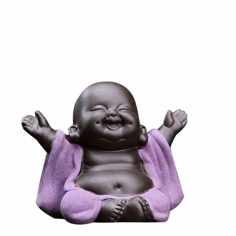 Buddha Stones Buddha sempre sorridente che ride Ricchezza Fortuna Argilla viola Statua di Maitreya Decorazione - Buddha viola che ride sempre sorridente - image 18
