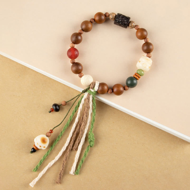 Buddha Stones Fulmine Legno Bodhi Seme Zampa di Gatto Artiglio Auspicio Protezione Nappa Braccialetto - Legno a prova di fulmine (circonferenza del polso 14-15 cm) - image 1