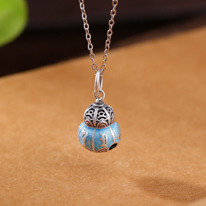 Collana con ciondolo della saggezza con design a zucca inciso in argento sterling 999 Om Mani Padme Hum Buddha Stones - image 2