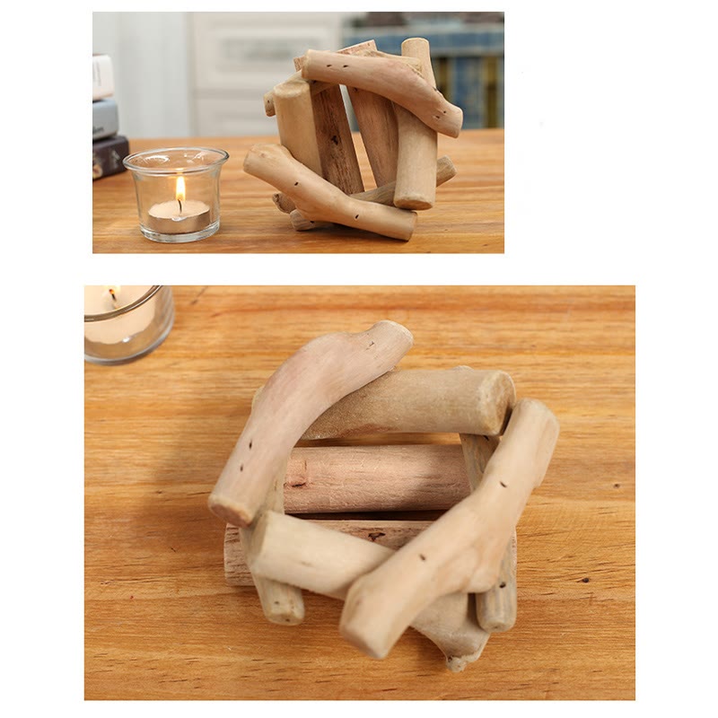 Portacandele in legno con Buddha Stones, decorazione per la casa