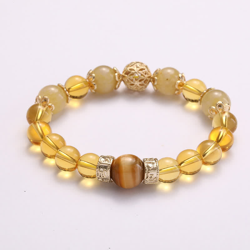 Braccialetto di perline di Buddha Stones Citrine Generosità Prosperità