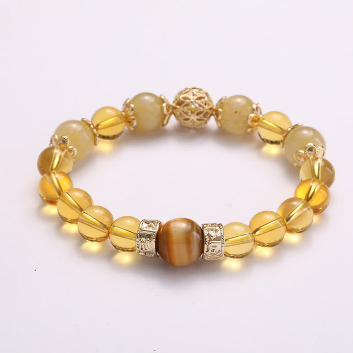 Braccialetto di perline di Buddha Stones Citrine Generosità Prosperità