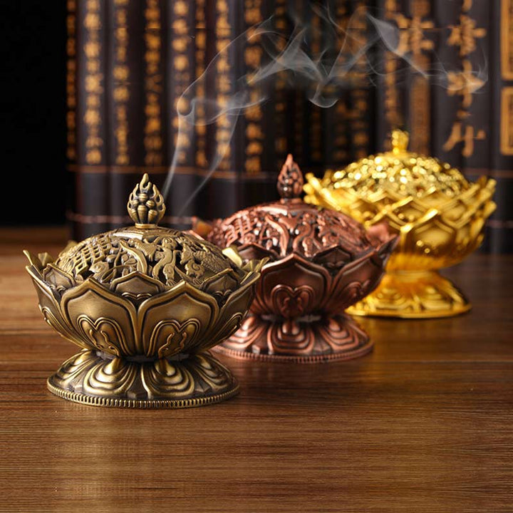 Buddha Stones Tibetano a Forma di Loto Bruciatore di Incenso Purificato