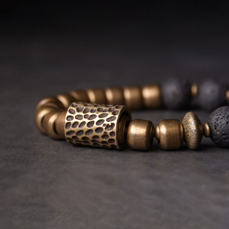 Buddha Stones Pietra di Lava Pietra Arcobaleno Ossidiana Rame Supporto Braccialetto di Guarigione