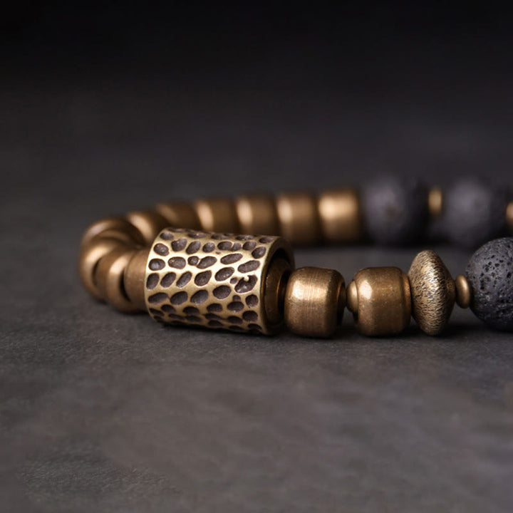 Buddha Stones Pietra di Lava Pietra Arcobaleno Ossidiana Rame Supporto Braccialetto di Guarigione