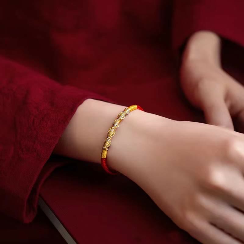 Braccialetto di protezione intrecciato con corda rossa Buddha Stones in argento sterling 925, forza e fortuna - image 4