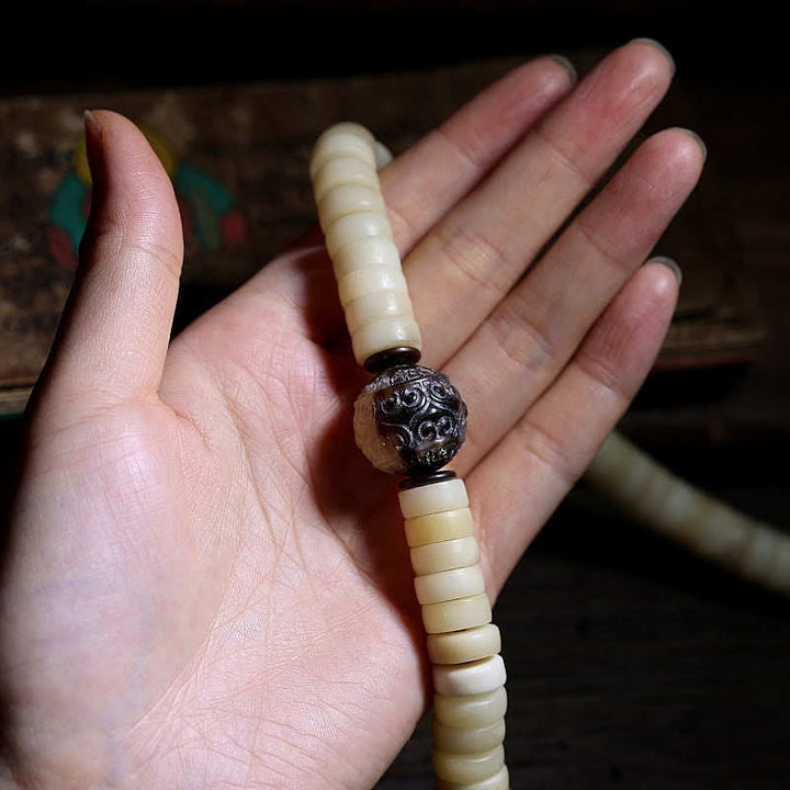 Bracciale Mala tibetano con 108 perle di Mala di Yak Bone Balance Strength