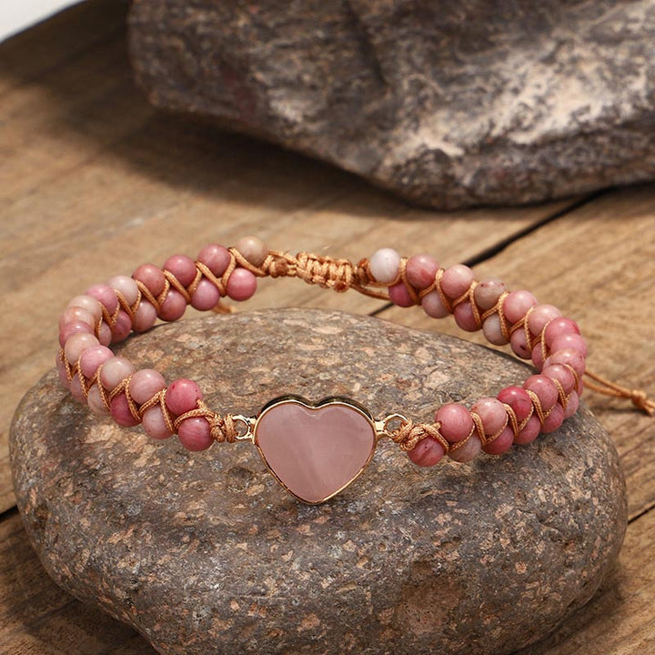 Braccialetto naturale di guarigione del cuore dell'amore in rodonite
