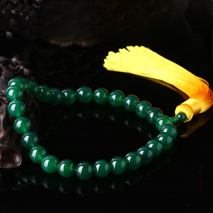 Buddha Stones Agata verde naturale Mala da polso Nappe di potenza Mala tascabile Decorazione per auto