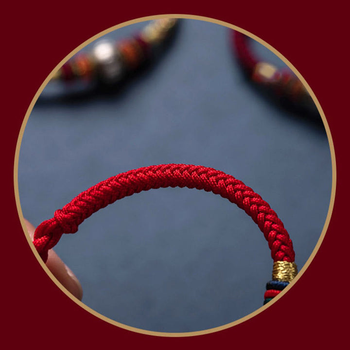 Bracciale intrecciato con nodo di King Kong, fatto a mano in Tibet, in argento sterling 925, con Buddha Stones, Om Mani Padme Hum e protezione dalla fortuna