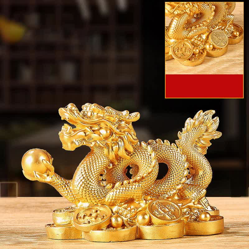 Buddha Stones Feng Shui Drago Moneta di rame Ricchezza Successo Fortuna Decorazione