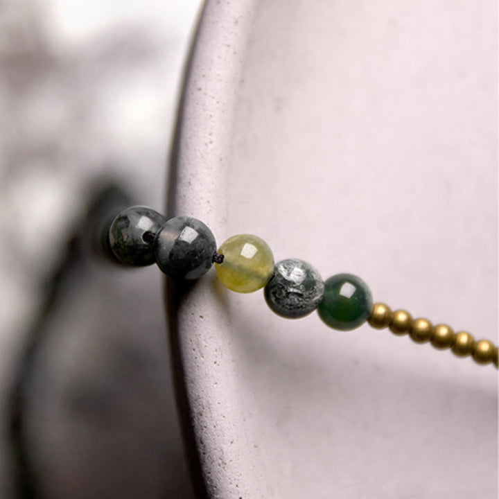 Bracciale multistrato in rame e agata muschiata Buddha Stones Lucky