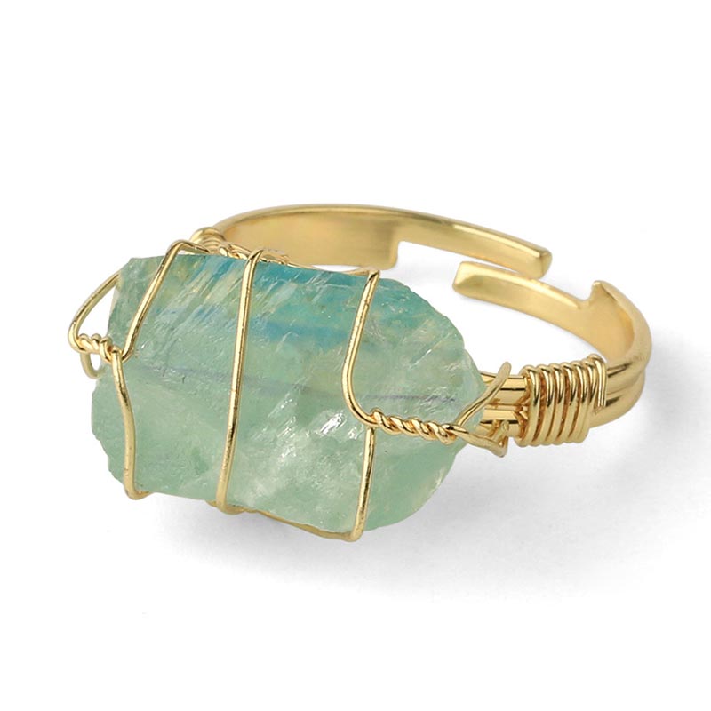 Anello regolabile con pietra preziosa naturale in cristallo di ametista Buddha Stones