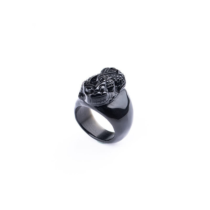 Anello di forza in ossidiana nera PiXiu FengShui