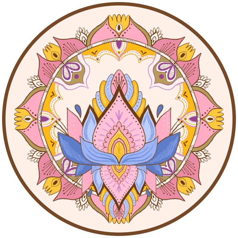 Buddha Stones Tibetano Lotus Mandala Illuminazione Pieghevole Tappetino da Yoga in Gomma Naturale Decorazione