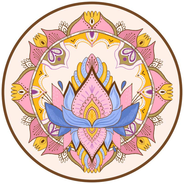 Buddha Stones Tibetano Lotus Mandala Illuminazione Pieghevole Tappetino da Yoga in Gomma Naturale Decorazione