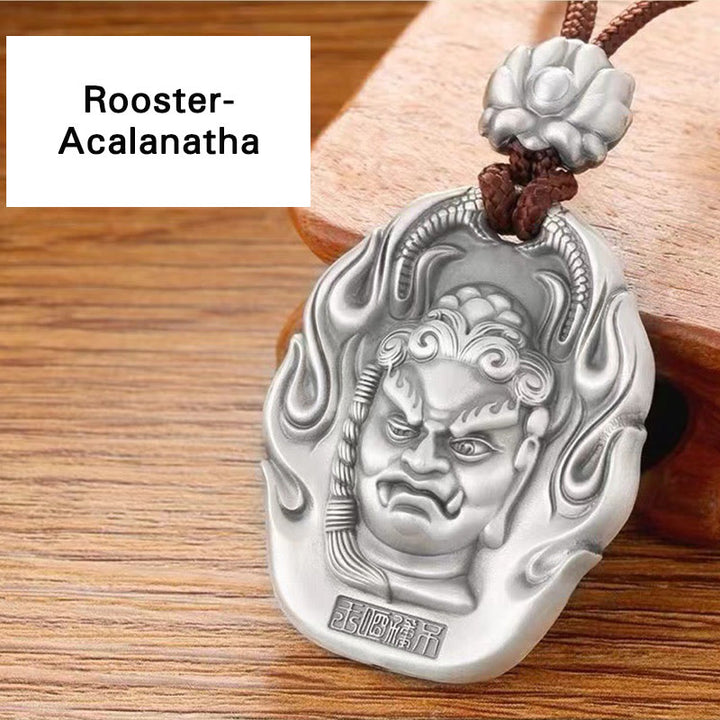 Buddha Stones Zodiaco cinese Buddha natale Om Mani Padme Hum Loto Compassione Collana pendente - Gallo-Acalanatha - image 16