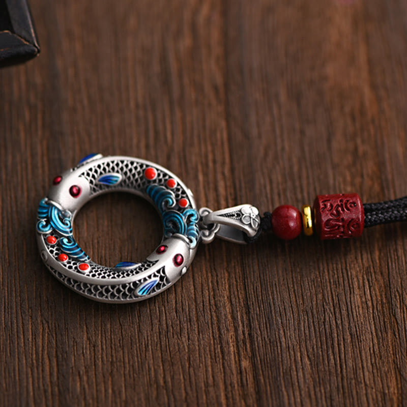 Buddha Stones Koi Fish Peace Buckle Rame Ricchezza Fortuna Collana Pendente