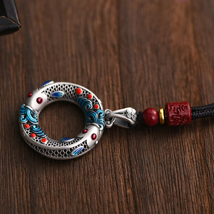Buddha Stones Koi Fish Peace Buckle Rame Ricchezza Fortuna Collana Pendente