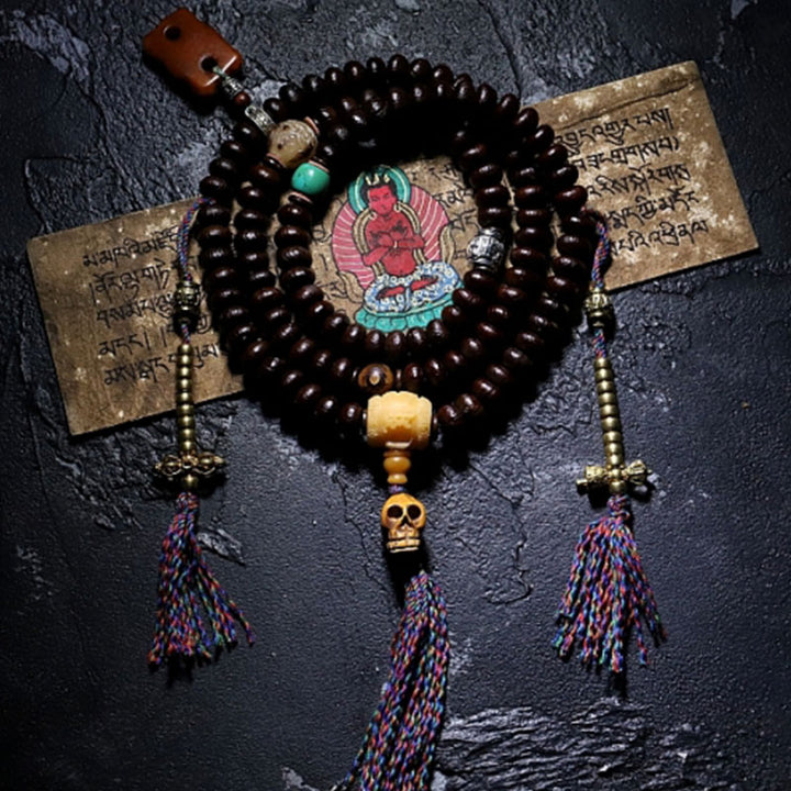Buddha Stones Tibet 108 Mala Beads Viola Bodhi Seed Bagua Vajra Braccialetto di Auspicio