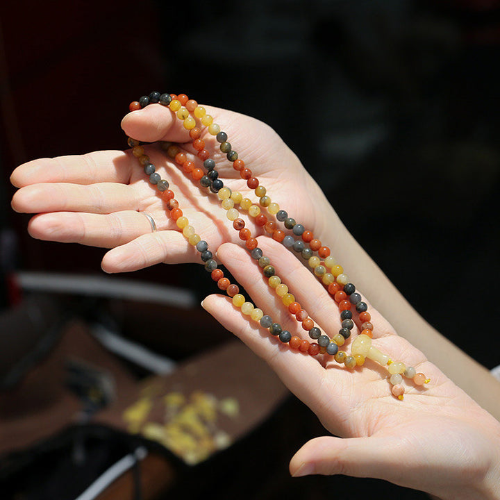 Braccialetto di protezione Mala in agata rossa naturale Buddha Stones 108 perle