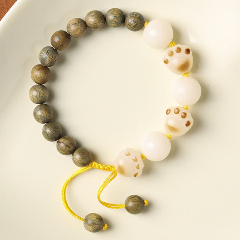 Braccialetto di cura per artigli di zampa di gatto con semi di Bodhi di sandalo verde naturale Buddha Stones - image 3