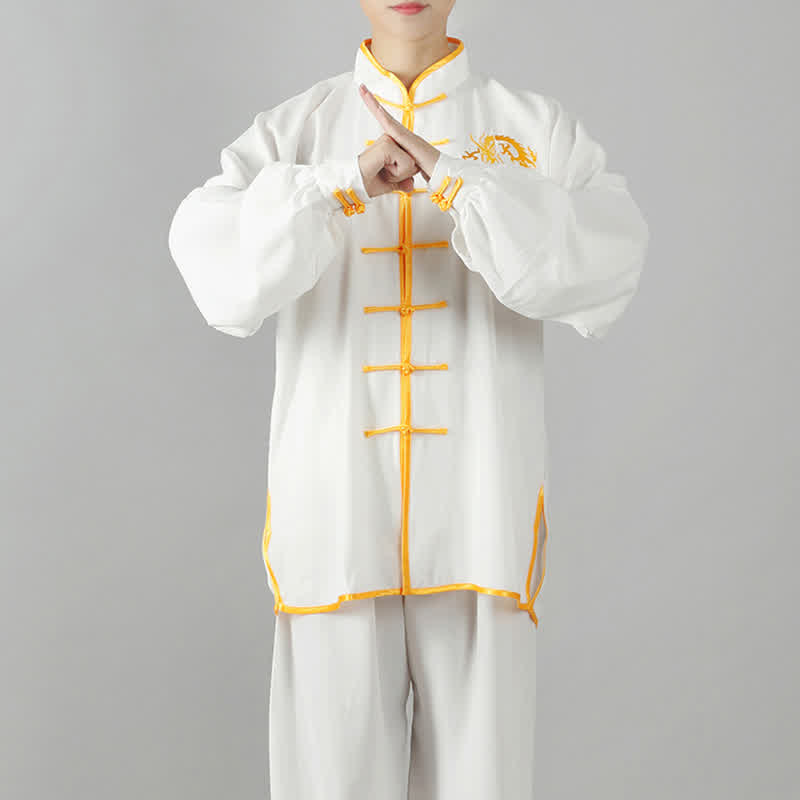 Buddha Stones Drago Ricamato Qi Gong Zen Pratica Spirituale Meditazione Preghiera Uniforme Unisex Abbigliamento Set - image 4