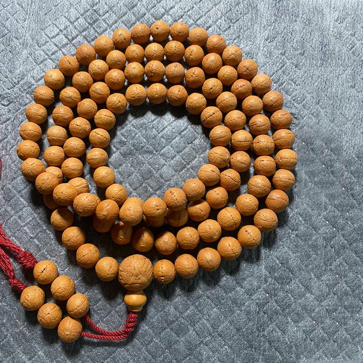 Buddha Stones 108 Mala Beads Nepal Bodhi Seed Fortuna Ricchezza Braccialetto con Nappa - 11,5 mm - image 8