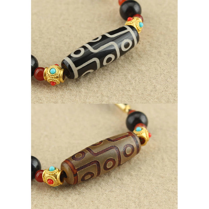 Buddha Stones Tibetano Nove Occhi Dzi Bead Protezione Benedizioni Collana Pendente
