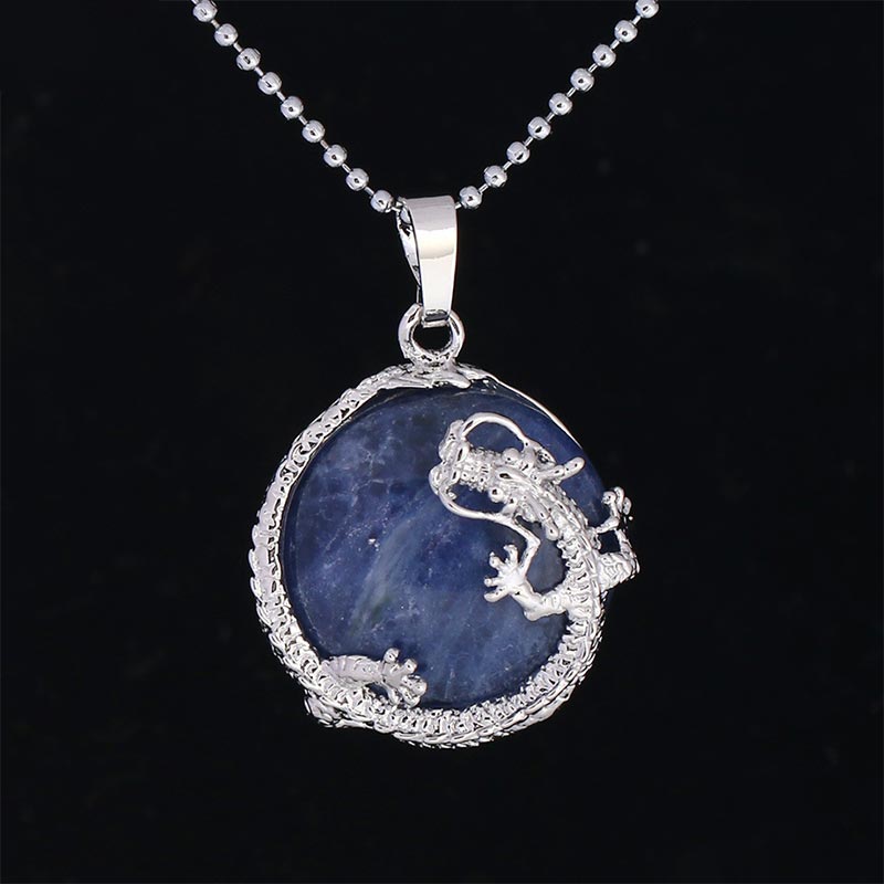 Buddha Stones Drago Cinese Quarzo Naturale Cristallo Guarigione Energia Collana Pendente - Sodalite - image 19