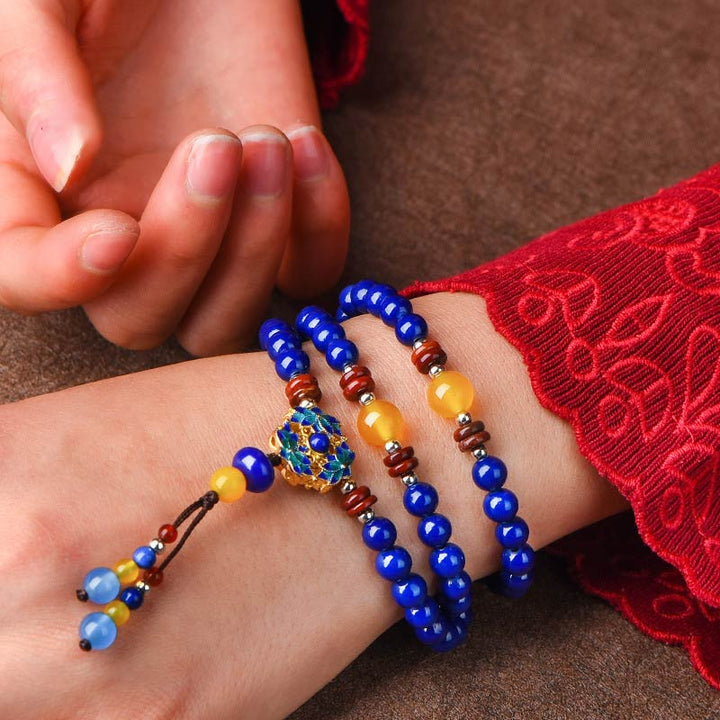 Braccialetto positivo Buddha Stones Lazurite Yellow Agate