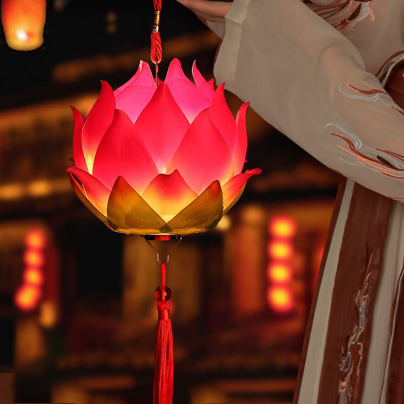 Decorazione lampada lanterna drago fiore di loto fai da Buddha Stones - image 14