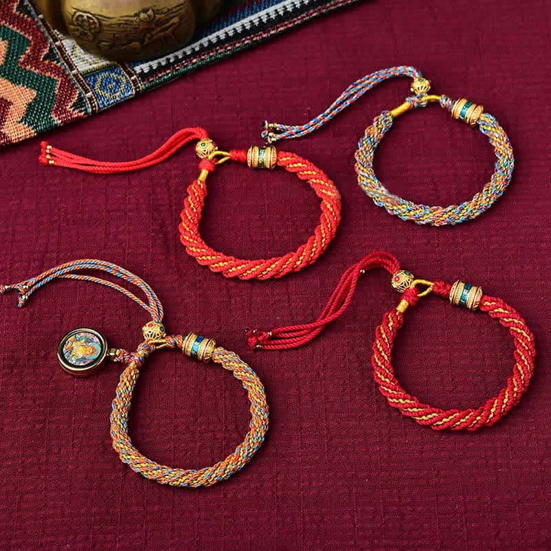 Braccialetto con ciondolo a forma di ruota di preghiera con ciondolo a forma di Thangka, fatto a mano in tibetano, con Buddha Stones