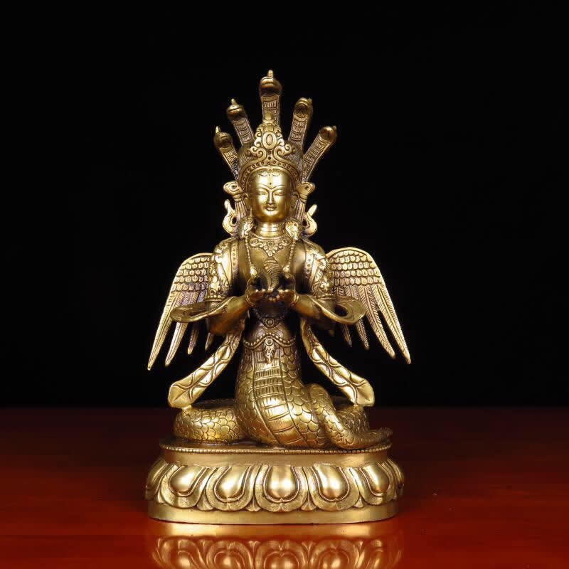 Bodhisattva Nuwa, la fata serpente, protezione, statua in rame, decorazione - 14*11*28 cm - image 0